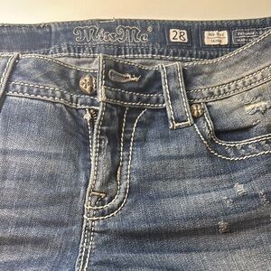Miss Me High Rise Distressed Blue Jeans